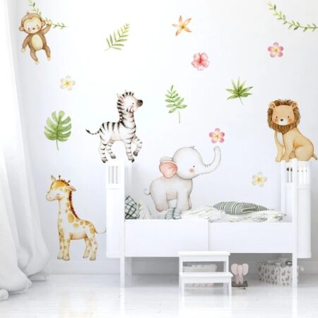 Αυτοκολλητο τοιχου WATERCOLOR JUNGLE ANIMALS - Βρεφικα & Παιδικά