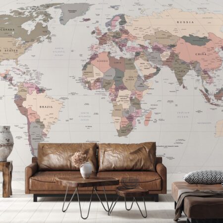 Αυτοκόλλητη Ταπετσαρία τοίχου WORLD MAP - Χάρτες - Πόλεις Sticky 1