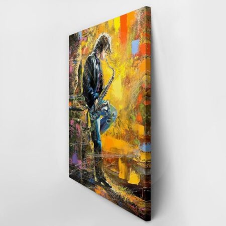 Πινακας σε καμβά YOUNG GUY PLAYING A SAXOPHONE - Μουσικη Sticky 2