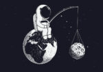 Πινακας σε καμβά ASTRONAUT FISHING MOON