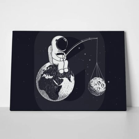 Πινακας σε καμβά ASTRONAUT FISHING MOON - Παιδικοι και set