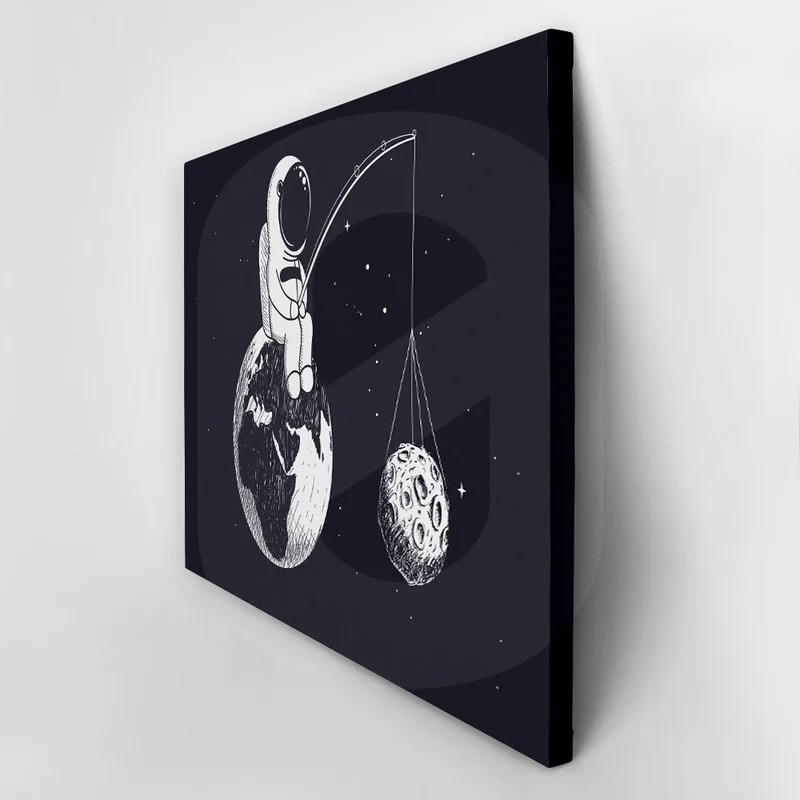 Πινακας σε καμβά ASTRONAUT FISHING MOON