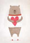 Πινακας σε καμβά BEAR HOLDING HEART