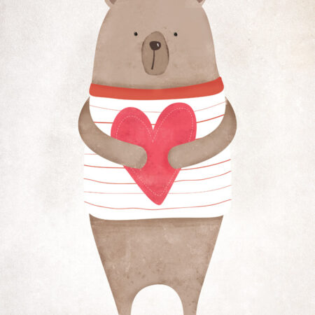 Πινακας σε καμβά BEAR HOLDING HEART - Παιδικοι και set Sticky 5