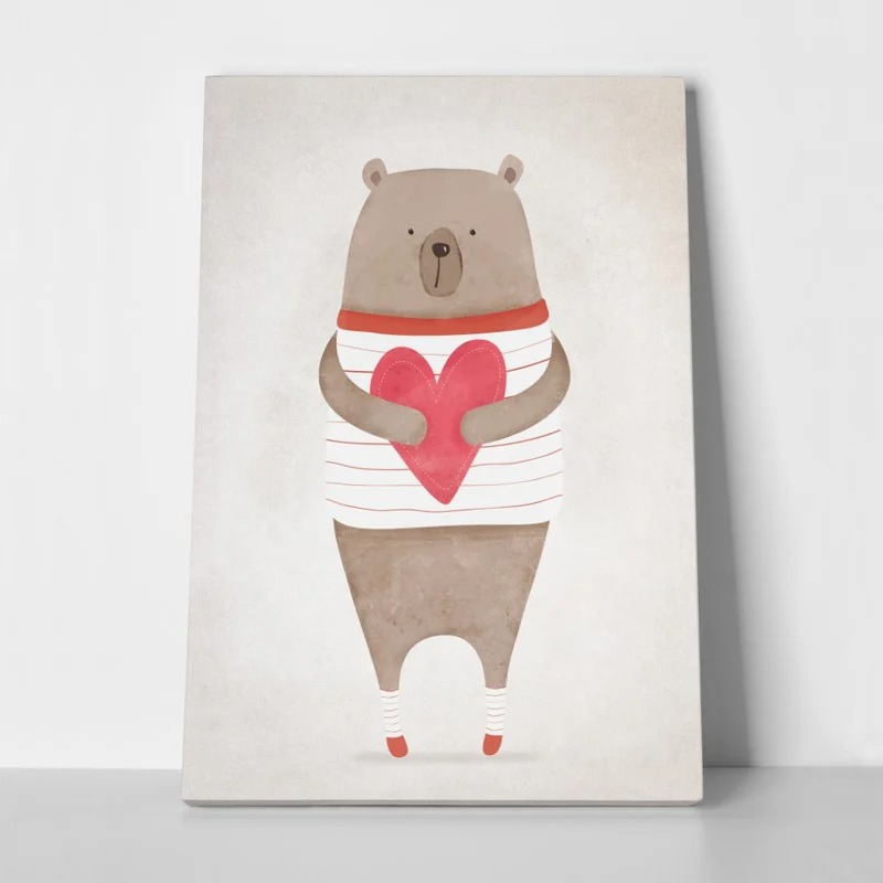 Πινακας σε καμβά BEAR HOLDING HEART