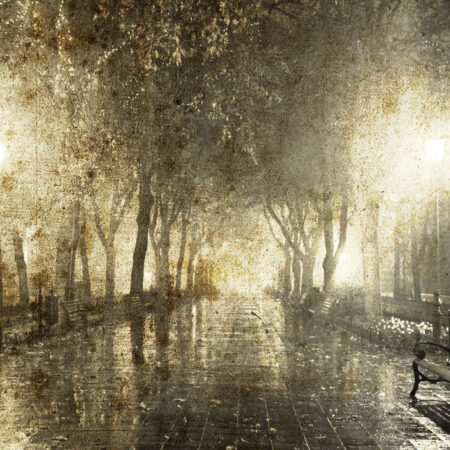 Πινακας σε καμβά BENCH IN NIGHT ALLEY - Δασος Sticky 4