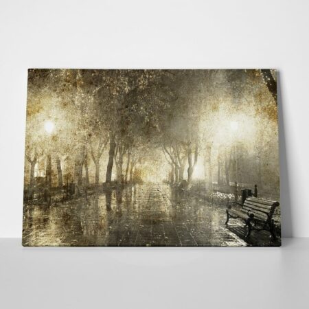 Πινακας σε καμβά BENCH IN NIGHT ALLEY - Δασος