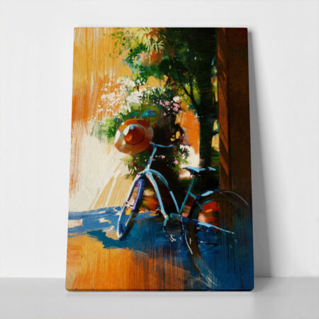 Πινακας σε καμβά BICYCLE AND OLD HAT - Ποδηλατα