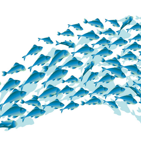 Πινακας σε καμβά BLUE SCHOOL FISH - Ψαρια - Ζωα της θαλασσας Sticky 4