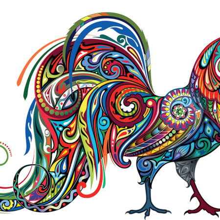 Πινακας σε καμβά COLORFUL PATTERN DRAWING ROOSTER - Πουλια Sticky 4