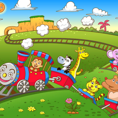 Πινακας σε καμβά CUTE ANIMALS TRAIN - Παιδικοι και set Sticky 4