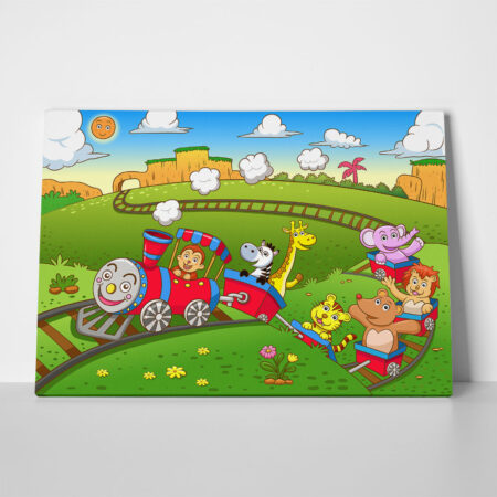Πινακας σε καμβά CUTE ANIMALS TRAIN - Παιδικοι και set