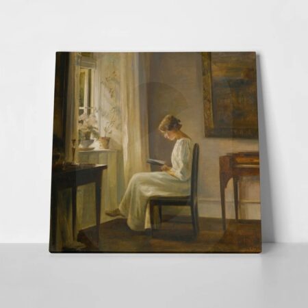 Πίνακας CARL HOLSOE INTERIOR WITH A WOMAN READING - Αλλοι ζωγραφοι Sticky 1