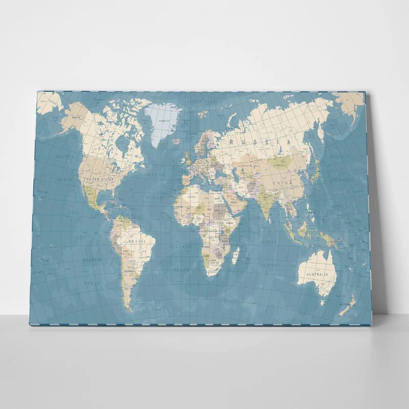 Πινακας σε καμβά DETAILED VINTAGE WORLD MAP