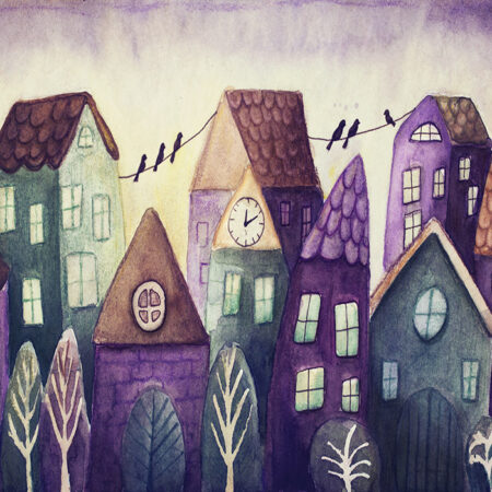 Πινακας σε καμβά FANTASY COLORFUL HOUSES - Πολεις και Αρχιτεκτονικη Sticky 4