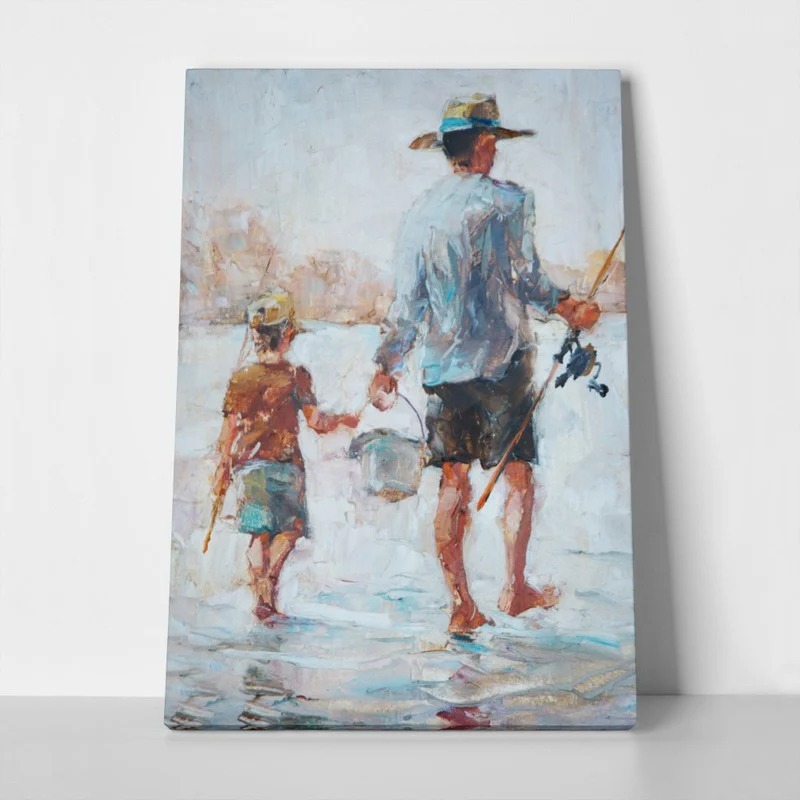 Πινακας σε καμβά FATHER AND SON FISHING