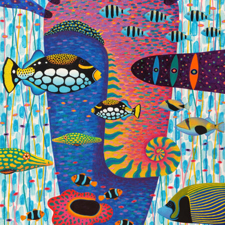 Πινακας σε καμβά FISHES HAPPINESS PAINTING - Αφηρημενα και Abstract Sticky 4