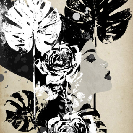 Πινακας σε καμβά FLORAL WOMAN PROFILE - Πορτραιτα και Φιγουρες Sticky 5