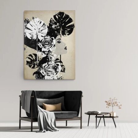 Πινακας σε καμβά FLORAL WOMAN PROFILE - Πορτραιτα και Φιγουρες
