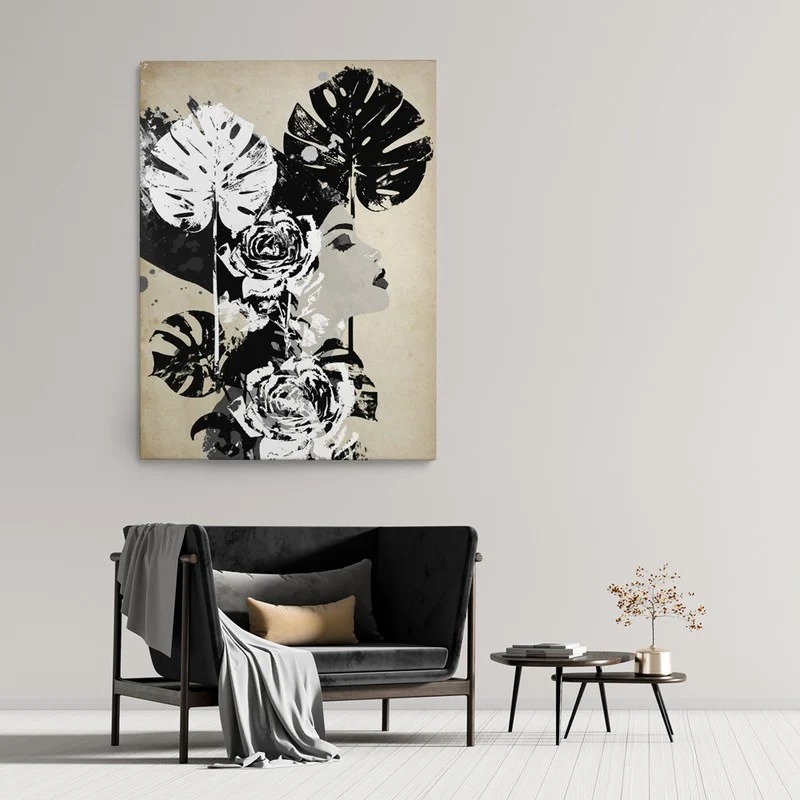 Πινακας σε καμβά FLORAL WOMAN PROFILE