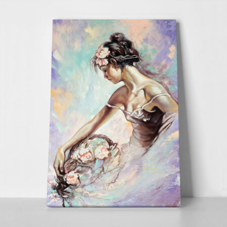 Πινακας σε καμβά GIRL WITH A BOUQUET OF FLOWERS - Πορτραιτα και Φιγουρες