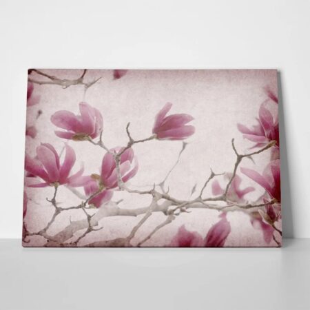 Πινακας σε καμβά MAGNOLIA FLOWERS ON OLD PAPER BACKGROUND - Μανολιες