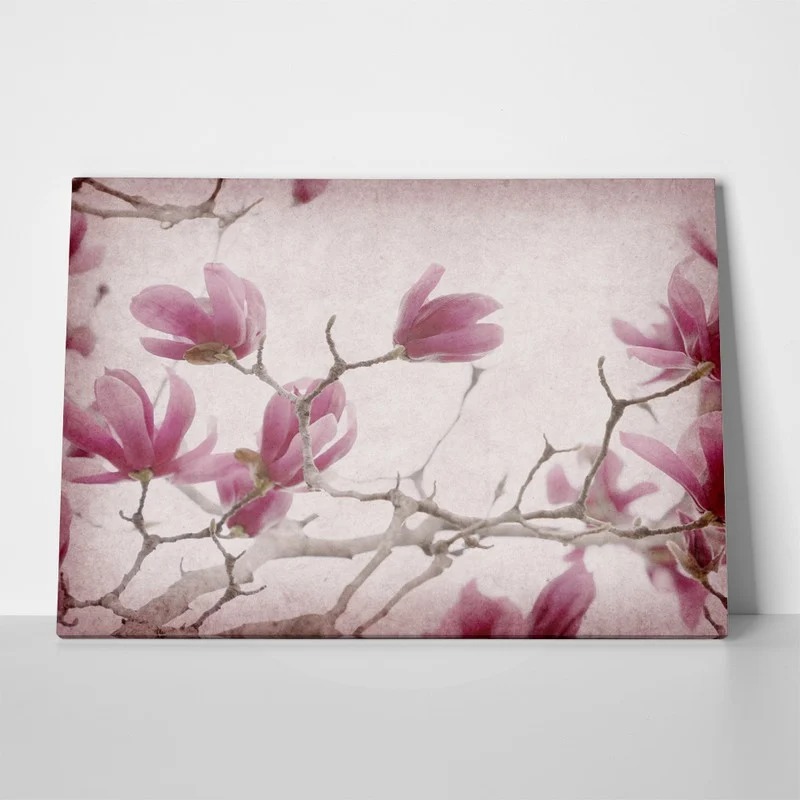 Πινακας σε καμβά MAGNOLIA FLOWERS ON OLD PAPER BACKGROUND