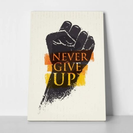 Πινακας σε καμβά NEVER GIVE UP - Typography Sticky 1