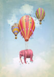 Πινακας σε καμβά PINK ELEPHANT WITH BALLOONS