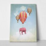 Πινακας σε καμβά PINK ELEPHANT WITH BALLOONS