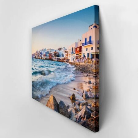 Πινακας σε καμβά ROLLING WAVES MYKONOS SUNSET - Παραθαλασσιες πολεις και χωρια Sticky 2