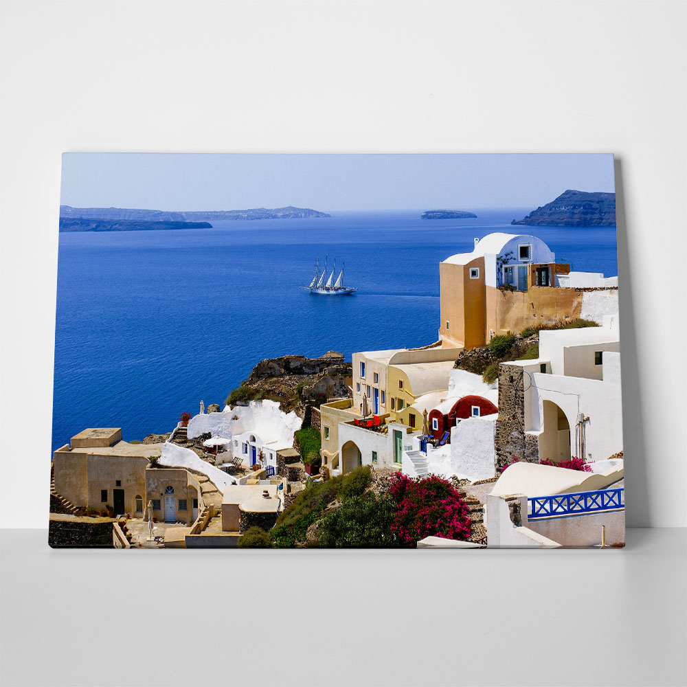 Πινακας σε καμβά SANTORINI SAILBOAT