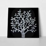 Πίνακας σε καμβά SILVER TREE ON BLACK BACKGROUND