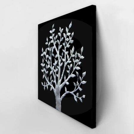 Πίνακας σε καμβά SILVER TREE ON BLACK BACKGROUND - Εργα Τεχνης Sticky 3