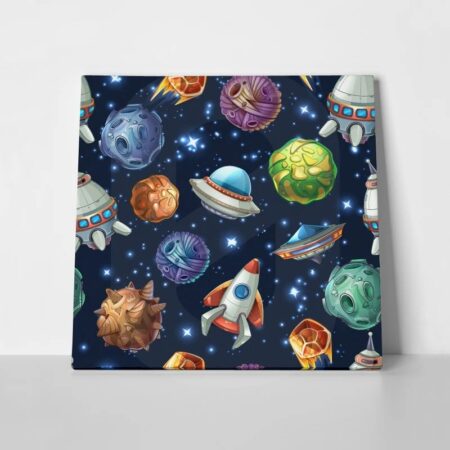 Πίνακας σε καμβά SOLAR SYSTEM COMIC - Παιδικοι και set