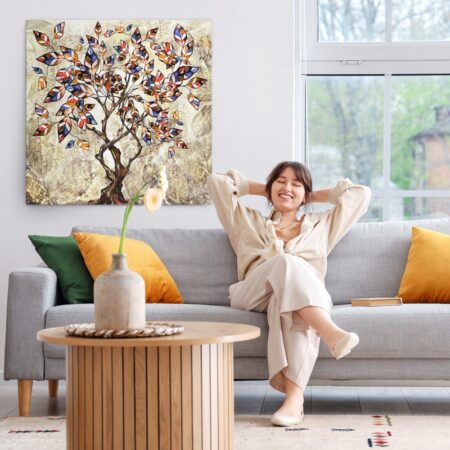 Πίνακας σε καμβά STYLIZED TREE OIL PAINTING - Εργα Τεχνης