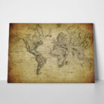 Πινακας σε καμβά VINTAGE WORLD MAP 1814