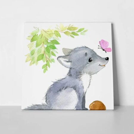 Πίνακας σε καμβά WOLF WATERCOLOUR ILLUSTRATION - Παιδικοι και set