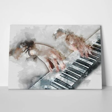 Πινακας σε καμβά WOMAN PLAYING PIANO - Πιανο - Πληκτροφορα οργανα