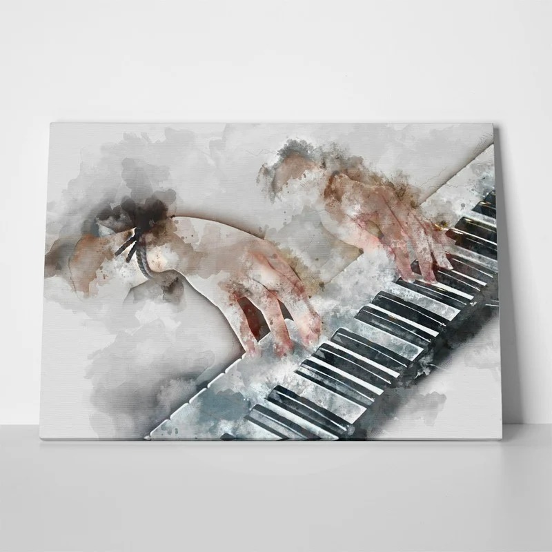 Πινακας σε καμβά WOMAN PLAYING PIANO