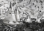 Πινακας σε καμβά YACHTS ON REGATTA MONOCHROME CUBISM