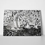 Πινακας σε καμβά YACHTS ON REGATTA MONOCHROME CUBISM