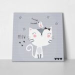 Πίνακας σε καμβά CUTE CAT BIRD VECTOR ILLUSTRATION