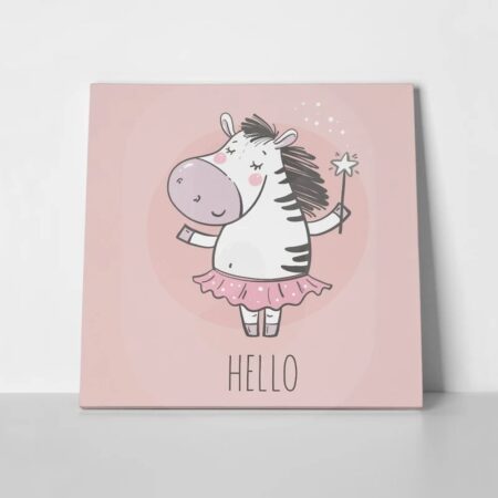 Πίνακας σε καμβά CUTE LITTLE ZEBRA PRINCESS - Παιδικοι και set