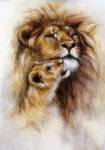 Πινακας σε καμβά AIRBRUSH PAINTING LOVING LION