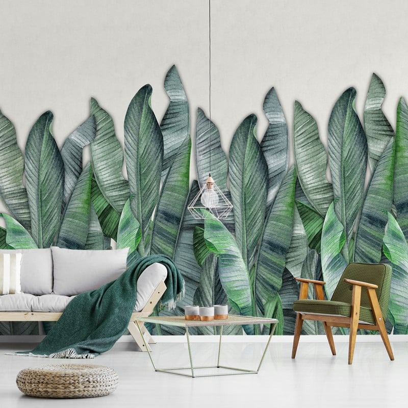 Αυτοκόλλητη Ταπετσαρία τοίχου BANANA LEAVES WATERCOLOR