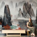 Αυτοκόλλητη Ταπετσαρία τοίχου CHINESE LANDSCAPE OF MOUNTAINS AND WATER