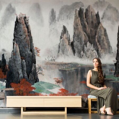 Αυτοκόλλητη Ταπετσαρία τοίχου CHINESE LANDSCAPE OF MOUNTAINS AND WATER - Τοπία