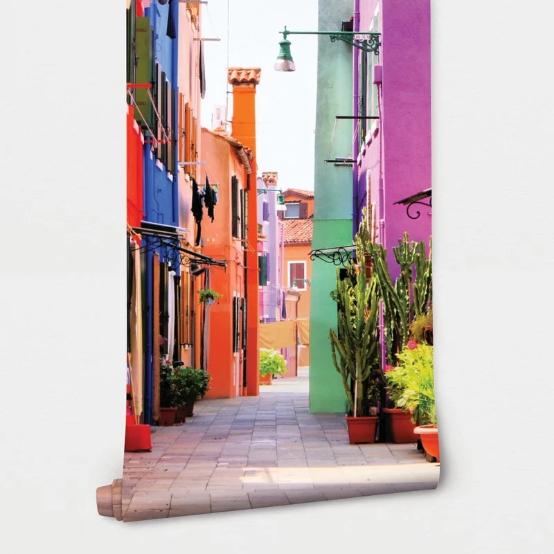 Αυτοκόλλητη Ταπετσαρία τοίχου COLOURFUL BURANO STREET