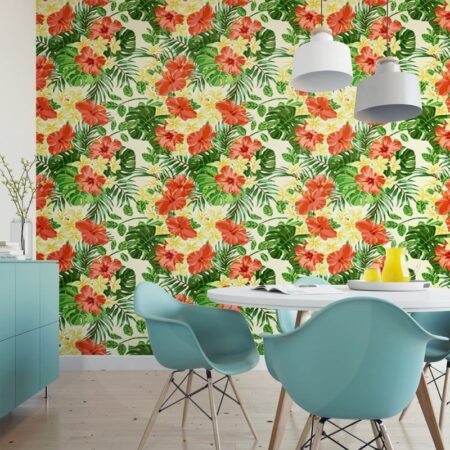 Αυτοκόλλητη Ταπετσαρία τοίχου HIBISCUS FLOWERS - Ταπετσαρίες Sticky 1